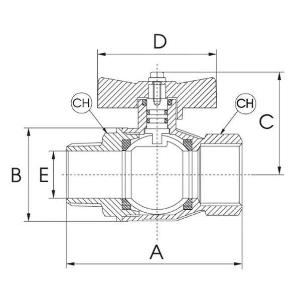 AG Gas Tee Ball Valve 1/2" BSP Female to 1/2" BSP Male Taper - PROTEUS MARINE STORE