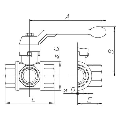 AG L Port Ball Valve LP 1/2" BSP - PROTEUS MARINE STORE