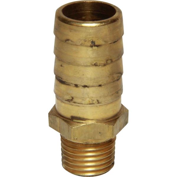 AG Brass Hose Connector 1/4" BSP Taper Male - 5/8" Hose - PROTEUS MARINE STORE