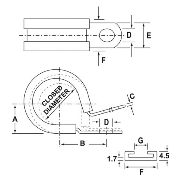 JCS M6 P Clip Stainless Steel 28mm (25) - PROTEUS MARINE STORE