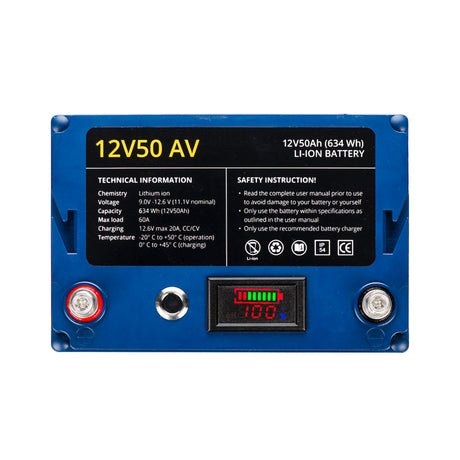 Rebelcell 12V50 AV Li-ion Battery -12V 50A 632Wh - PROTEUS MARINE STORE