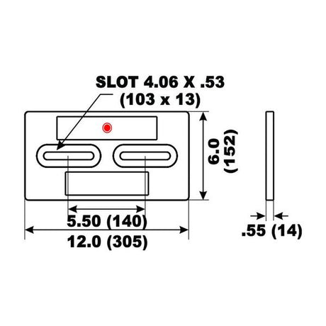 Aluminium Anode Diver 305 x 152 x 13mm - PROTEUS MARINE STORE