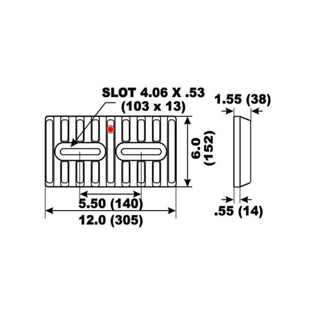 Aluminium Transom Fin Anode 305 x 152 x 38mm - PROTEUS MARINE STORE