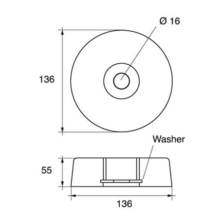 AG Zinc Transom Disc Anode 130mm OD - PROTEUS MARINE STORE