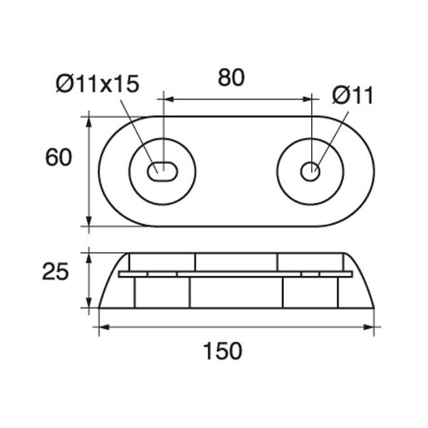 Bolt Through Zinc Hull Anode 1.0kg - PROTEUS MARINE STORE