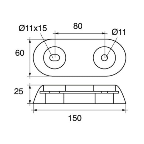 Bolt Through Zinc Hull Anode 1.0kg - PROTEUS MARINE STORE