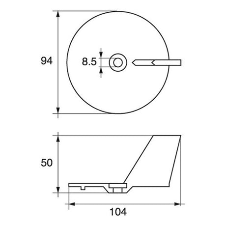 Zinc Fin Anode Mariner 10-50hp/Yamaha 20-30hp/Volvo Fb - PROTEUS MARINE STORE
