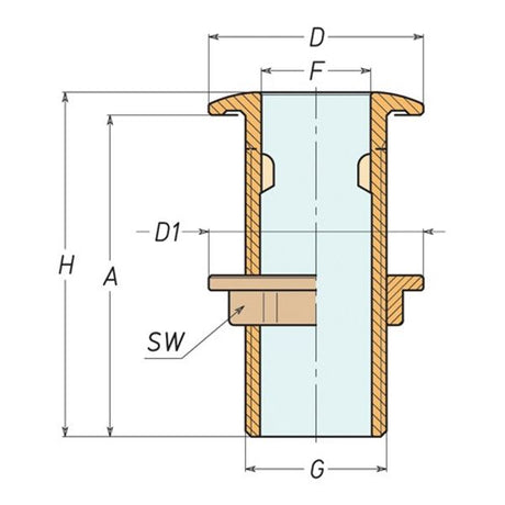AG Long Skin Fitting Bronze 3/4" BSP - PROTEUS MARINE STORE