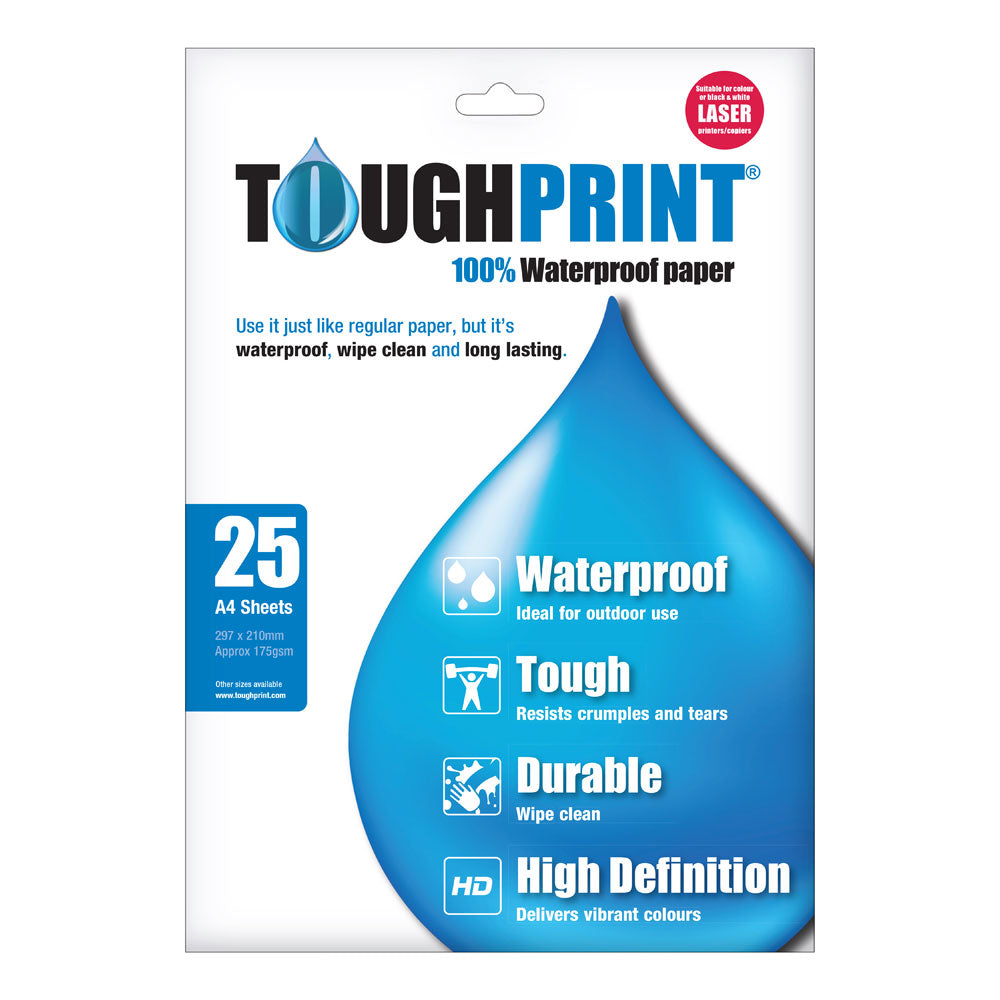 Toughprint Waterproof Paper A4 for Laserjet Printer 25 Sheets - PROTEUS MARINE STORE
