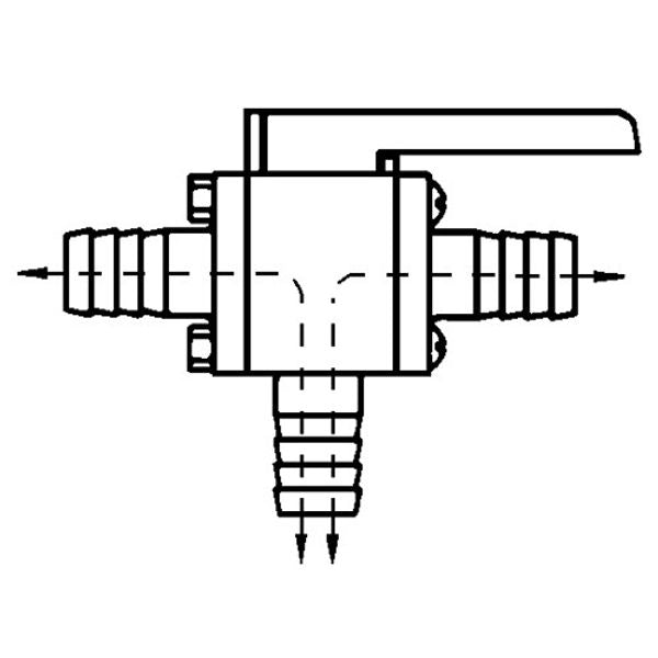 Forespar 3-Way Ball Valve 3/4" Hose Tail - PROTEUS MARINE STORE