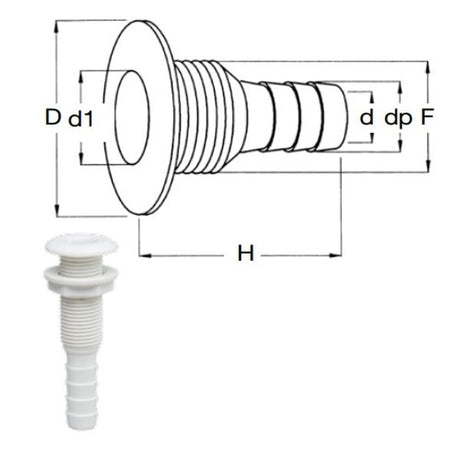 Can Plastic Skin Fitting 1-1/2" Hose - PROTEUS MARINE STORE
