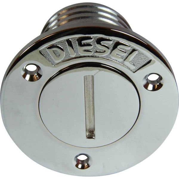 Maestrini Chrome Brass Diesel Deck Filler with Retaining Cap (51mm) - PROTEUS MARINE STORE
