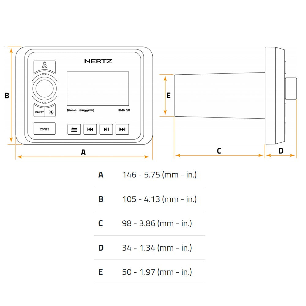 Hertz HMR 50 Digital Media Receiver with Colour LCD - PROTEUS MARINE STORE
