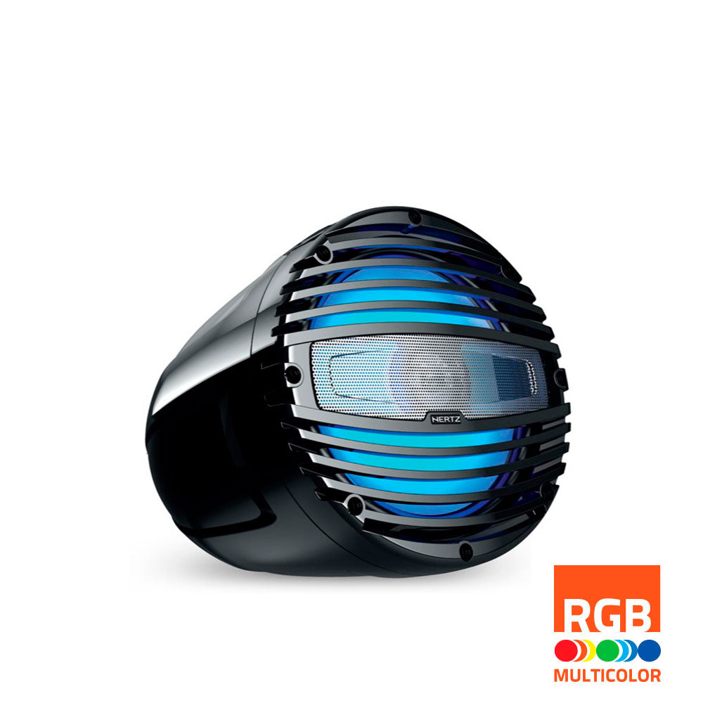 Hertz 200W 8" HTX 8 M-FL-C RGB LED IP65 Marine Tower Speaker - Black - PROTEUS MARINE STORE