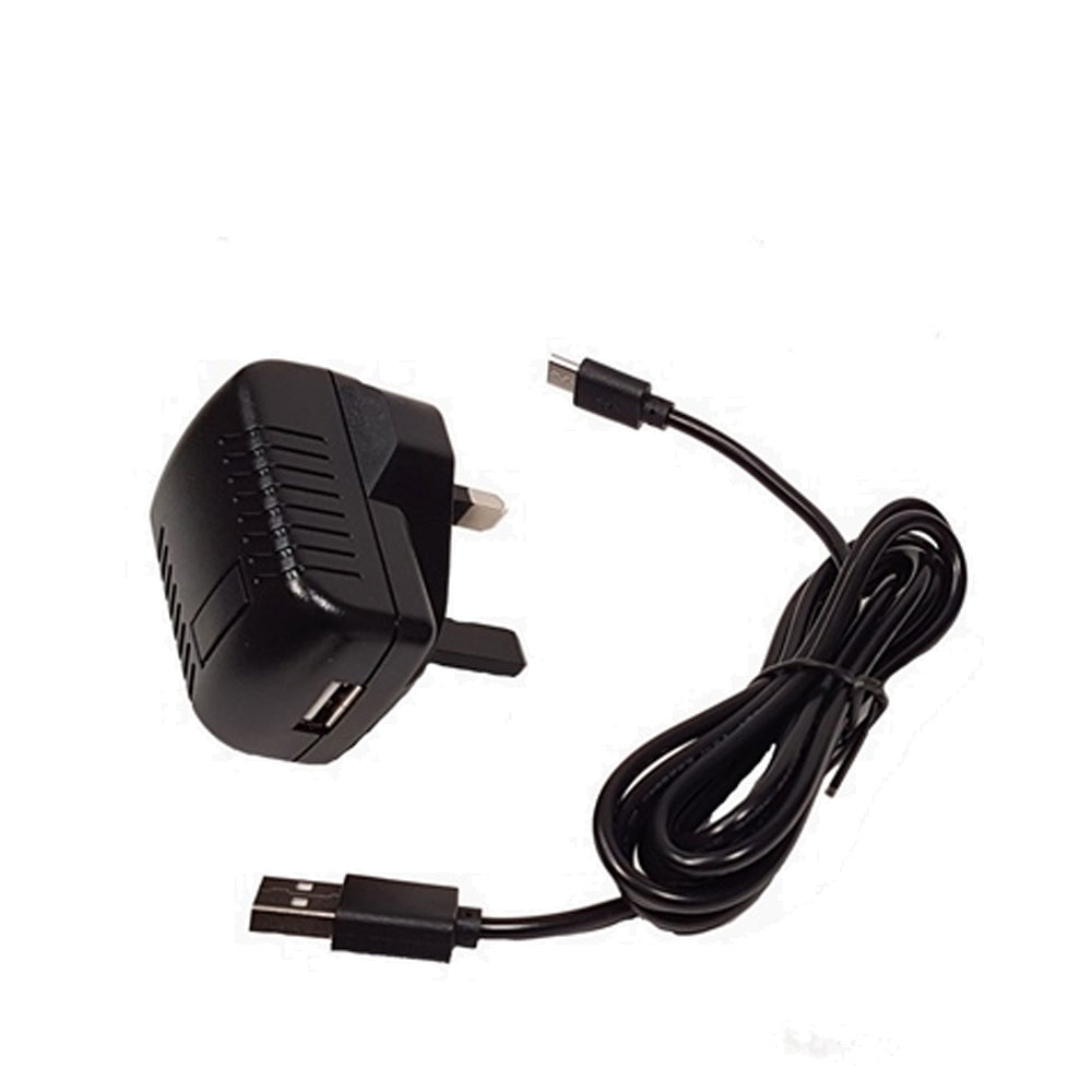 ICOM M25 USB Charger UK 3pin - 5v/1A with micro USB Lead - PROTEUS MARINE STORE