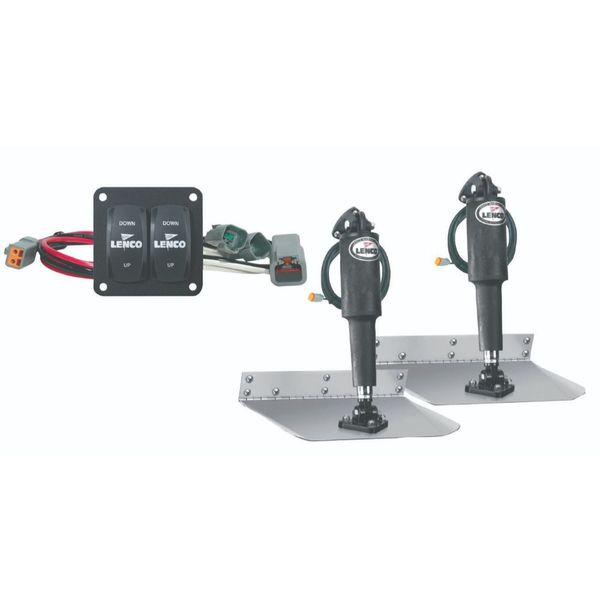 Lenco 12" x 12" Complete Standard Mount Trim Tab Kit (2 Rocker Switch) - PROTEUS MARINE STORE