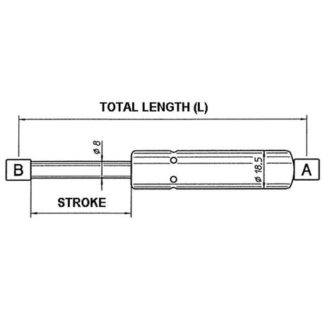 Uflex Black 257mm Gas Spring Stroke 95mm 5kg - PROTEUS MARINE STORE