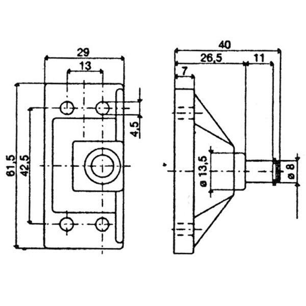 Uflex SP11 Black Gas Spring Bracket Zinc Plated Steel Stud - PROTEUS MARINE STORE