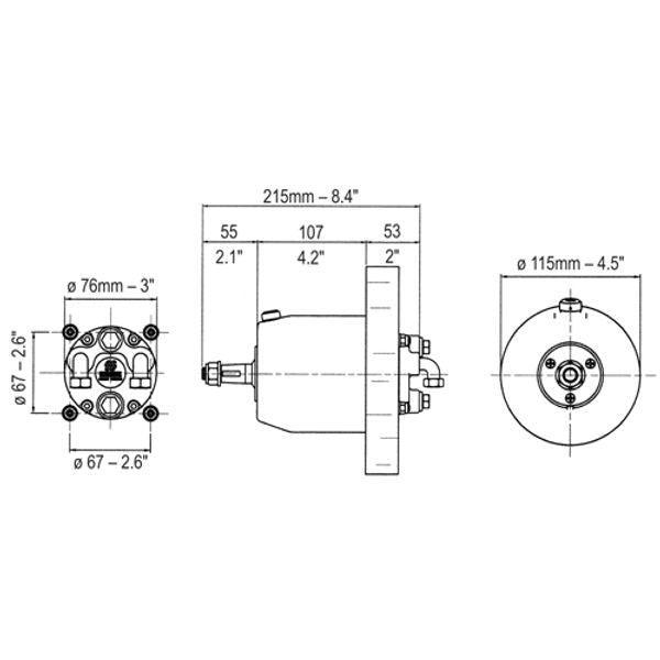Ultraflex UP39F Front Mount Hydraulic Helm 39cc - PROTEUS MARINE STORE
