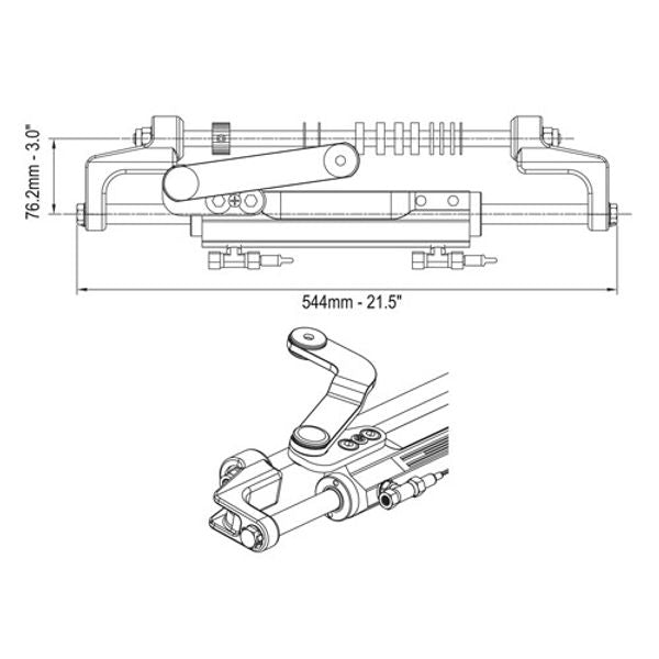 Ultraflex UC128-OBF/3 Outboard Front Mount Hydraulic Cylinder