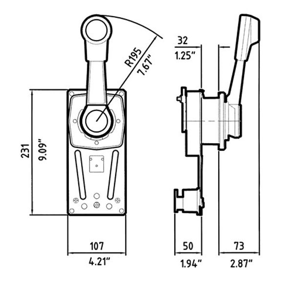 Ultraflex Single Lever Sail Boat Side Mount Control Black - PROTEUS MARINE STORE