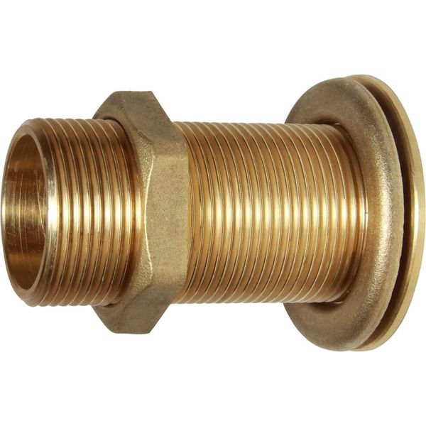 Maestrini Brass Skin Fitting (Flat, 1-1/4" BSP, 82mm Long) - PROTEUS MARINE STORE