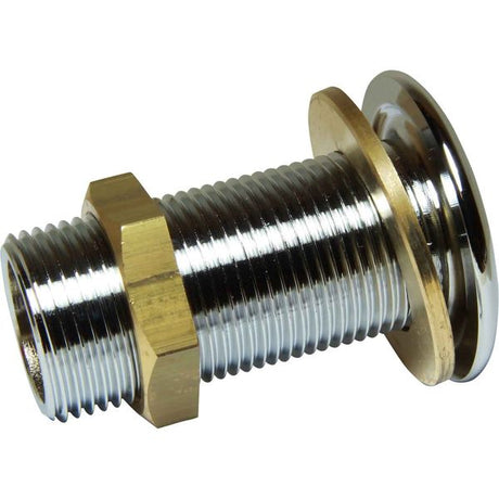 Maestrini Chrome Brass Skin Fitting (Domed, 1" BSP, 77mm Long) - PROTEUS MARINE STORE