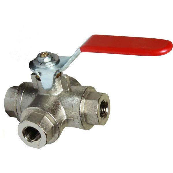 Maestrini Brass Reduced Passage L Port Valve (1/4" BSP) - PROTEUS MARINE STORE