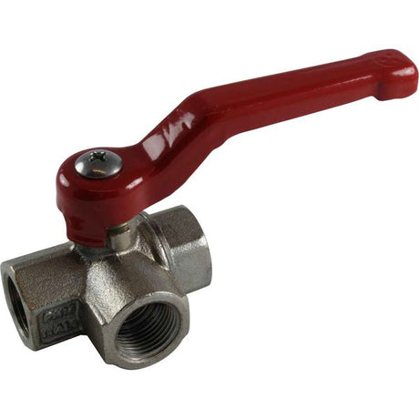 Maestrini Brass Full Bore T Port Valve (3/8" BSP) - PROTEUS MARINE STORE