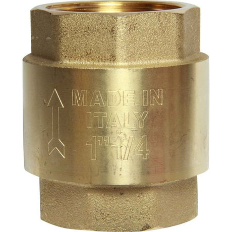 Maestrini Brass Inline Spring Check Valve (1-1/4" BSP Female) - PROTEUS MARINE STORE
