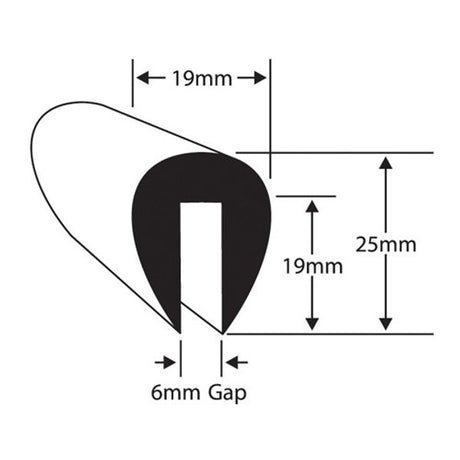 Wilks PVC 40 Fender U Section (6mm x 6m / Black) - PROTEUS MARINE STORE