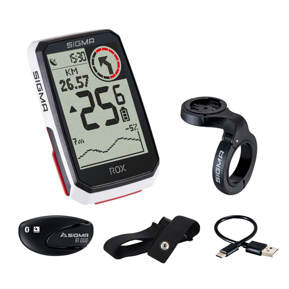 Sigma ROX 4.0 GPS Cycle Computer HR Set - White - PROTEUS MARINE STORE