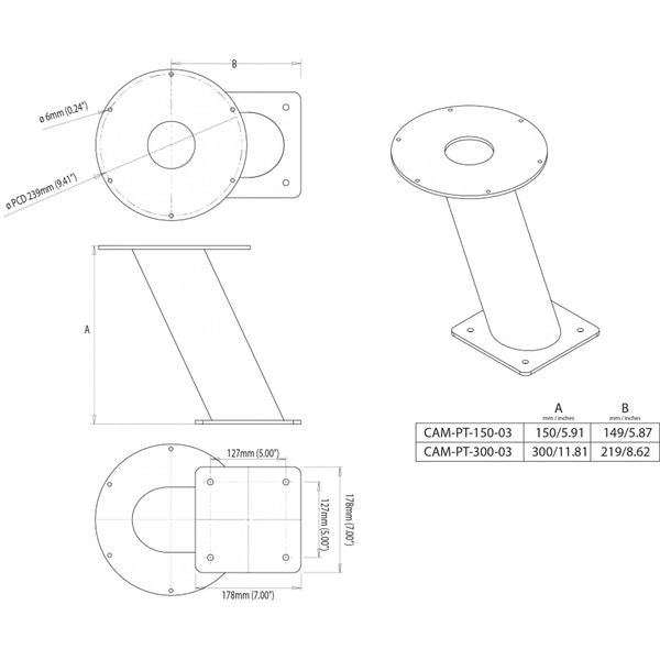 Scanstrut CAM-PT-300-03 Camera Mount for Aluminium PowerTower (300mm) - PROTEUS MARINE STORE