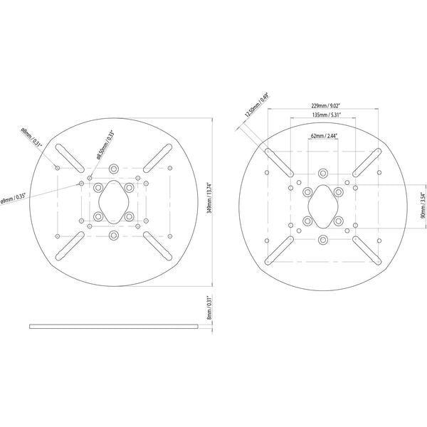 Scanstrut DPT-S-PLATE-02 Satcom Mounting Plate for PowerTower - PROTEUS MARINE STORE