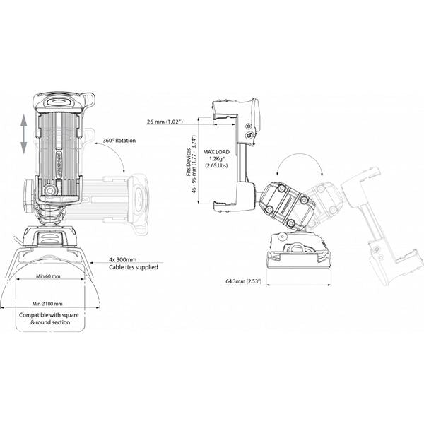 Scanstrut ROKK Mini Mobile Phone Mount Kit (Cable Tie Base) - PROTEUS MARINE STORE