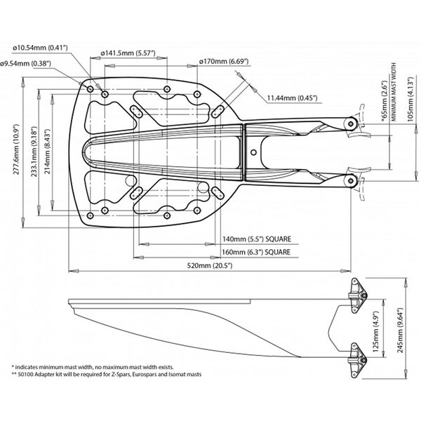 Scanstrut SC21 Mast Mount for Radars (X-Large, Furuno Simrad Lowrance) - PROTEUS MARINE STORE