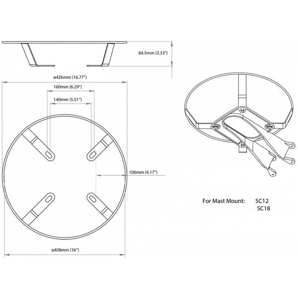Scanstrut SC24 Radar Guard for Scanstrut SC12/SC18 Mast Mount (Small) - PROTEUS MARINE STORE