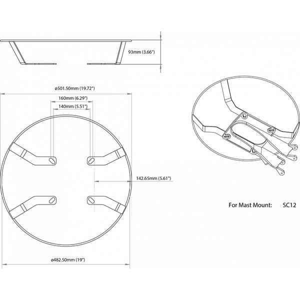Scanstrut SC25 Radar Guard for Scanstrut SC12 Mast Mount (Medium) - PROTEUS MARINE STORE