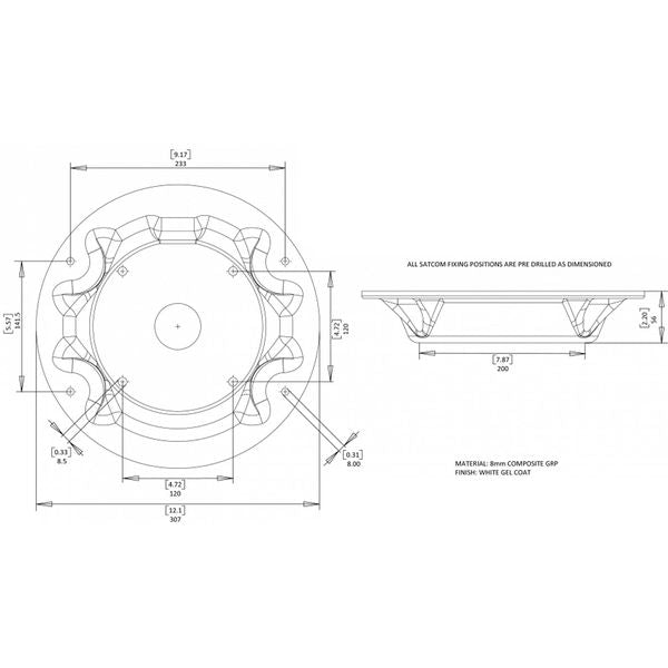 Scanstrut SC35 Satcom Antenna Mount for KVH Intellian Raymarine SeaTel - PROTEUS MARINE STORE