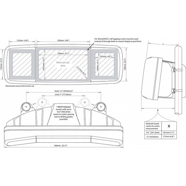 Scanstrut SPH-4XI-W Helm Pod for 4 Instruments or 2 & a 7" Display - PROTEUS MARINE STORE