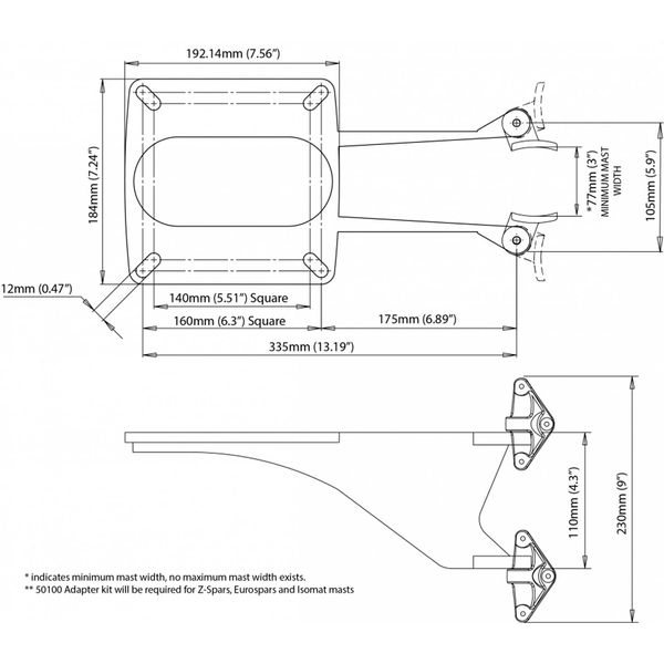 Scanstrut SC12 Mast Mount for Radars (Medium / Furuno) - PROTEUS MARINE STORE