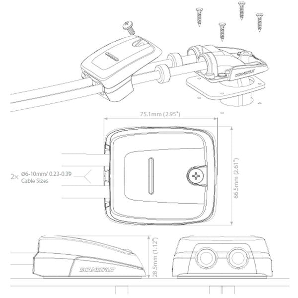 Scanstrut DS-HD10-BLK Horizontal Double Cable Seal (6mm-10mm / Black) - PROTEUS MARINE STORE