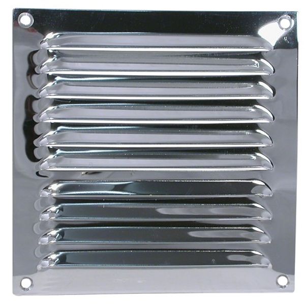 AG Hooded Louvre Vent Chrome 6" x 6" - PROTEUS MARINE STORE