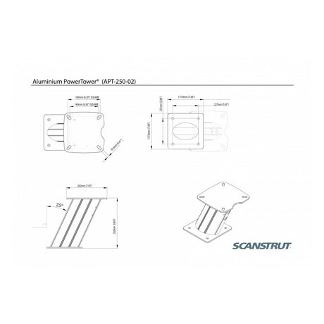 Scanstrut APT-250-02 Aluminium 250mm Power Tower - PROTEUS MARINE STORE