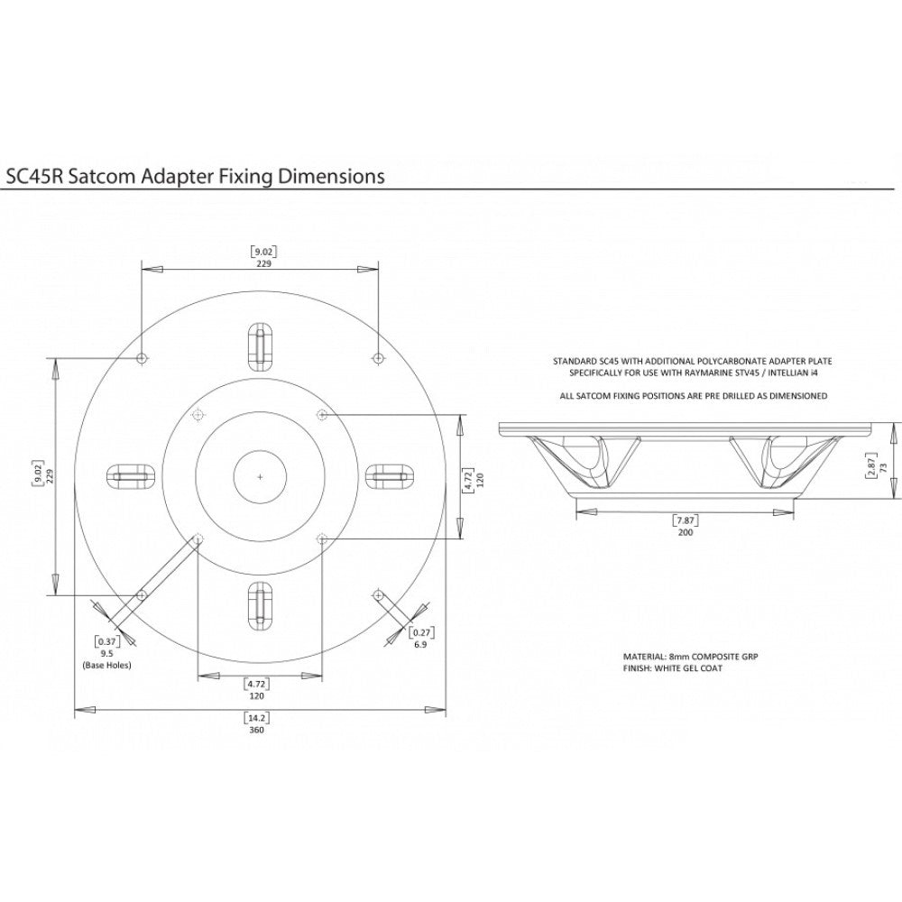 Scanstrut Satcom Antenna Mount for Raymarine 45STV and Intellian i4 - PROTEUS MARINE STORE