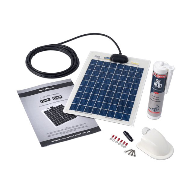 Solar Technology 10W Flexi Solar Panel & Roof/Deck Top Kit - PROTEUS MARINE STORE