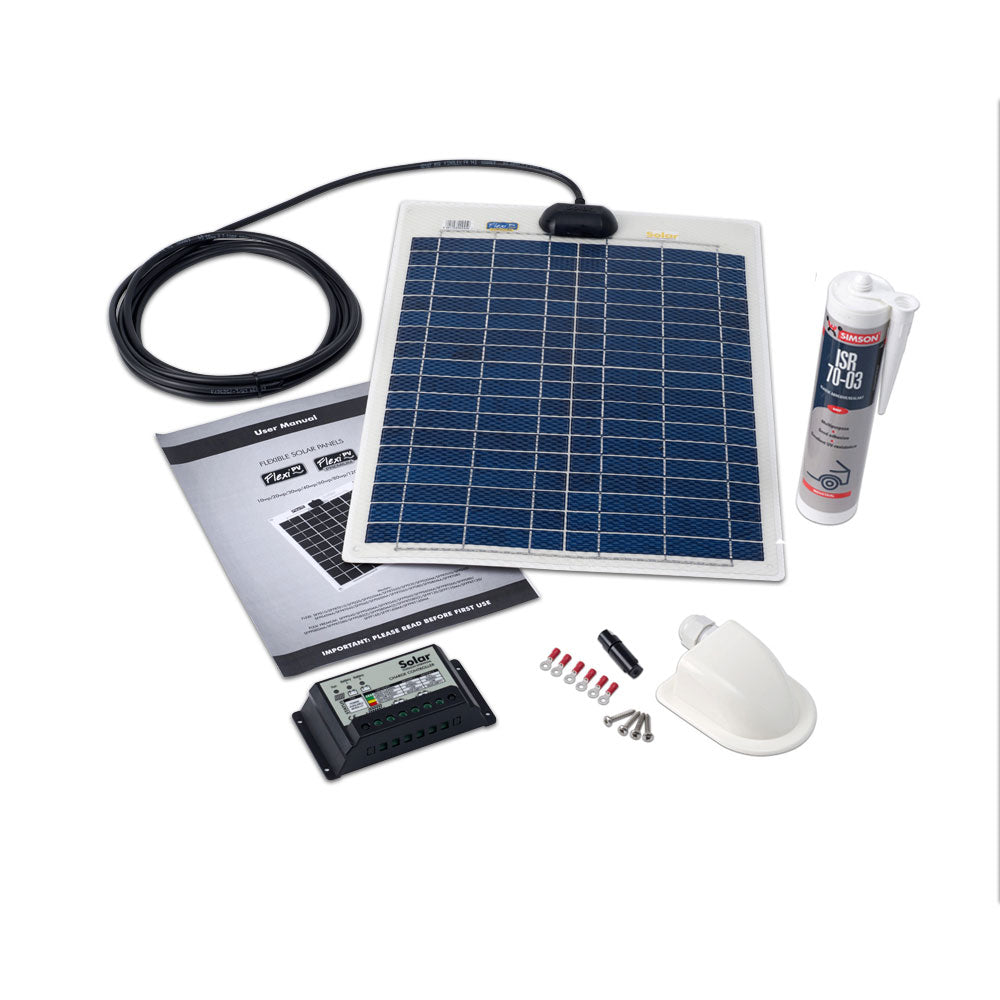 Solar Technology 20W Flexi Solar Panel & Roof/Deck Top Kit - PROTEUS MARINE STORE