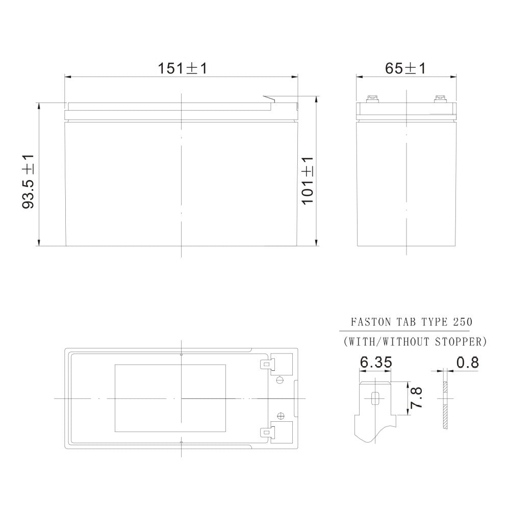 Victron AGM Deep Cycle Battery - 12V / 8Ah - PROTEUS MARINE STORE