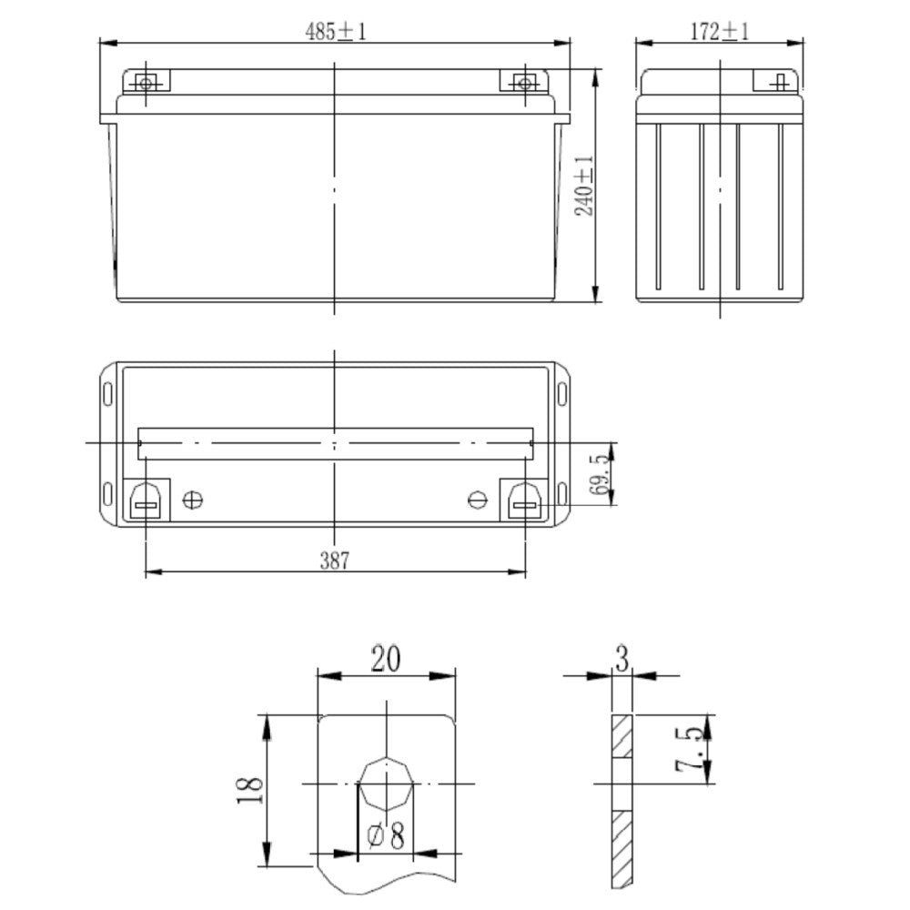 Victron AGM Deep Cycle Battery - 12V / 165Ah - PROTEUS MARINE STORE