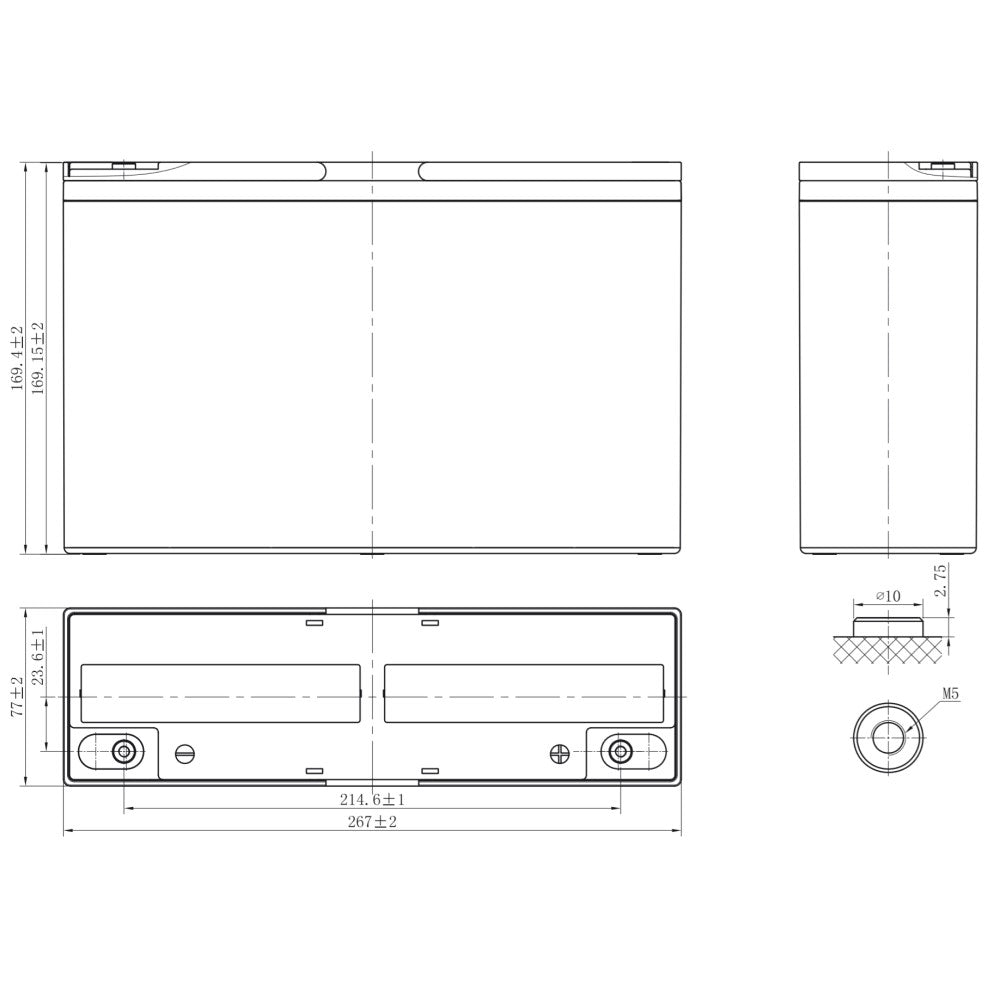 Victron AGM Deep Cycle Battery - 12V / 38Ah - PROTEUS MARINE STORE